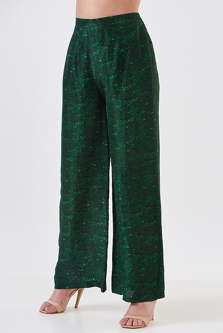 Grass Green Upada Silk Printed Tunic Set by Breathe By Aakanksha Singh at Pernia's Pop Up Shop