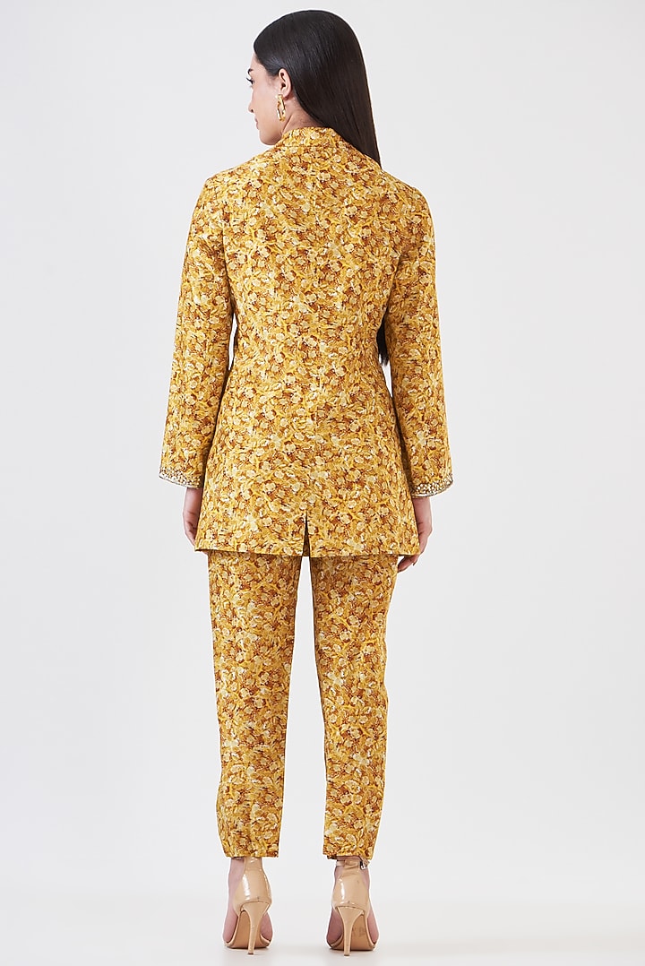 Mustard Upada Hand Painted Jacket Set by Breathe By Aakanksha Singh at Pernia's Pop Up Shop