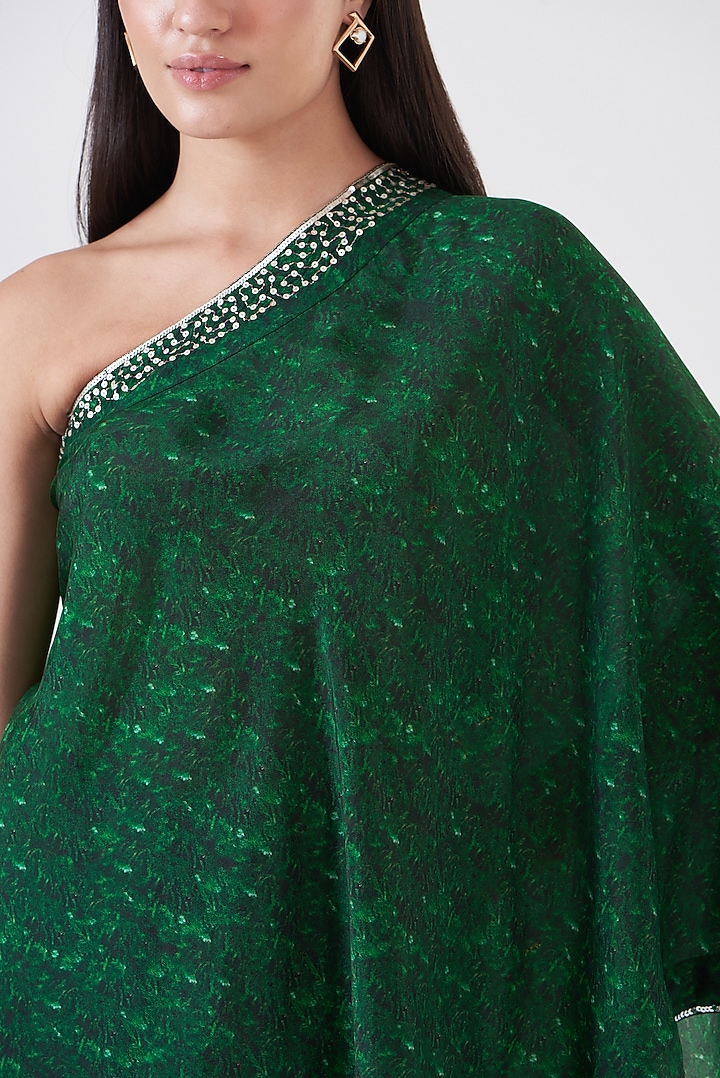 Green Chinon Party Wear Sharara Set by Breathe By Aakanksha Singh at Pernia's Pop Up Shop