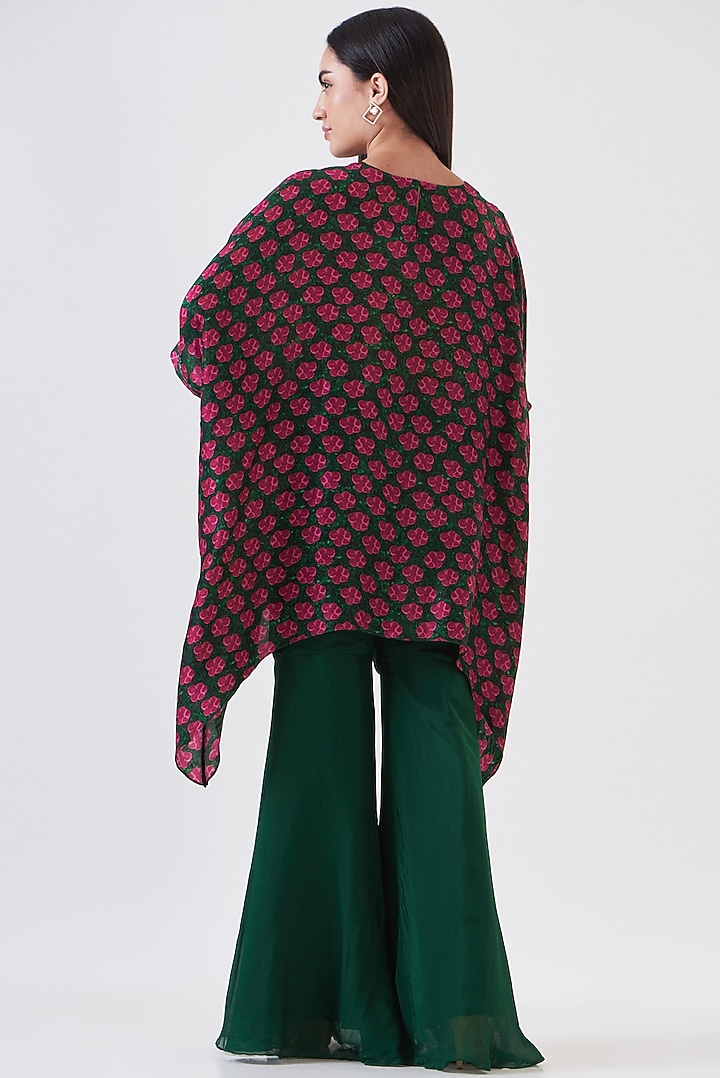 Green Chinon Party Wear Sharara Set by Breathe By Aakanksha Singh at Pernia's Pop Up Shop