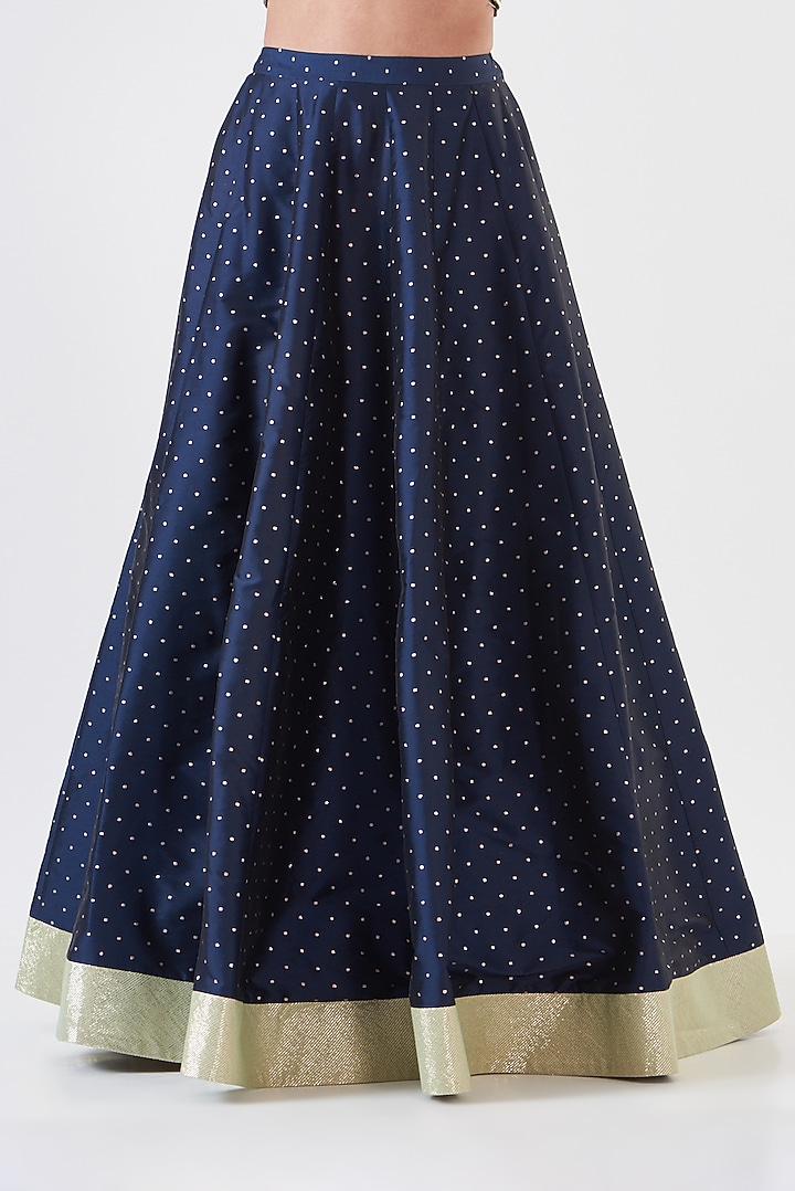 Navy Blue Brocade Silk Wedding Lehenga Set by Breathe By Aakanksha Singh at Pernia's Pop Up Shop