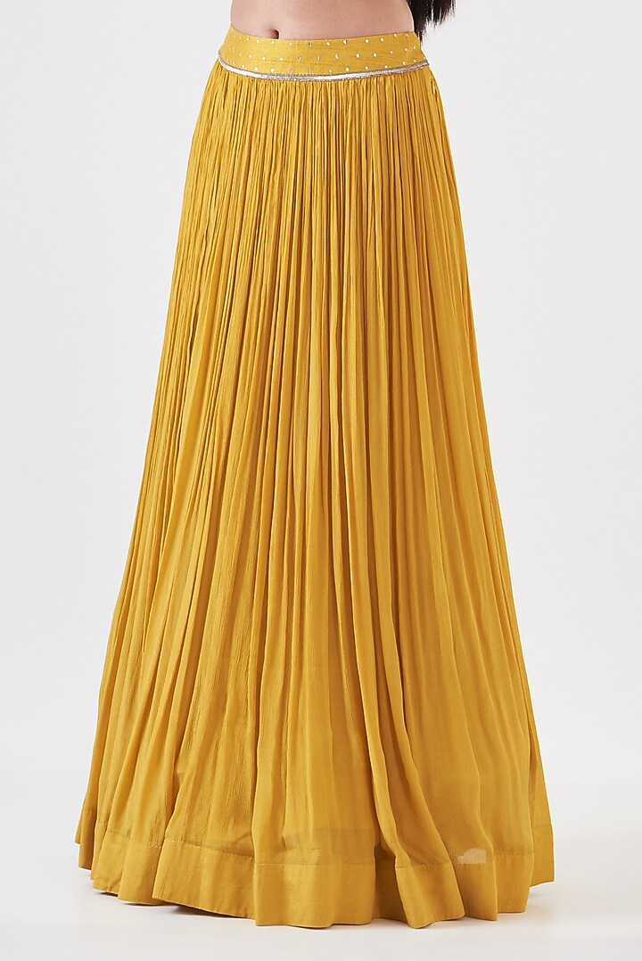 Mustard Chinon Embellished Wedding Lehenga Set by Breathe By Aakanksha Singh at Pernia's Pop Up Shop