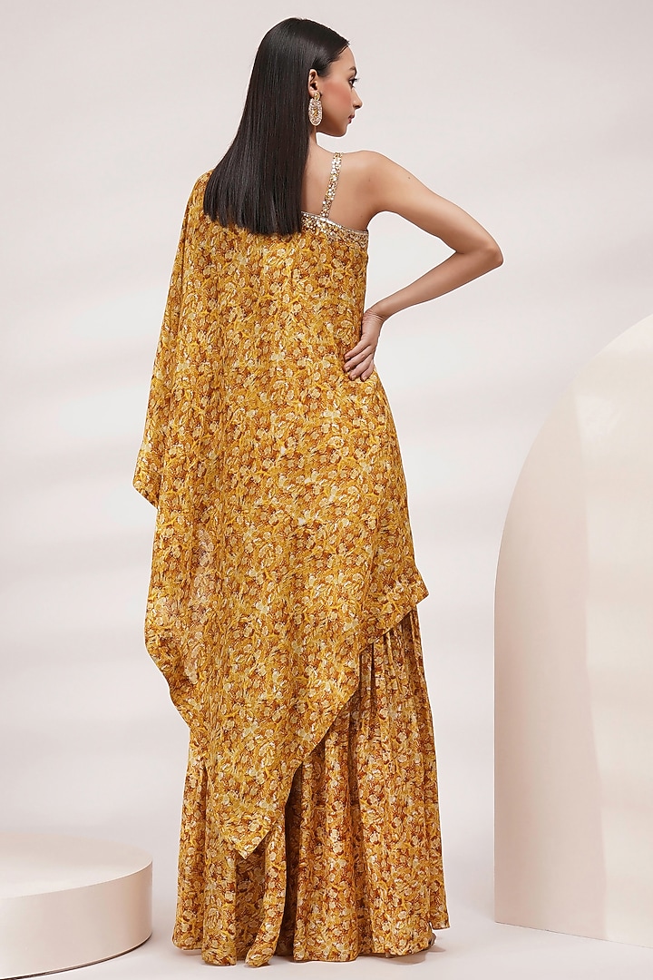 Mustard Upada Silk Party Wear Sharara Set by Breathe By Aakanksha Singh at Pernia's Pop Up Shop