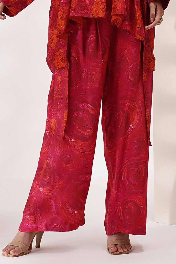 Red-Orange Upada Silk Handpainted Co-Ord Set by Breathe By Aakanksha Singh at Pernia's Pop Up Shop