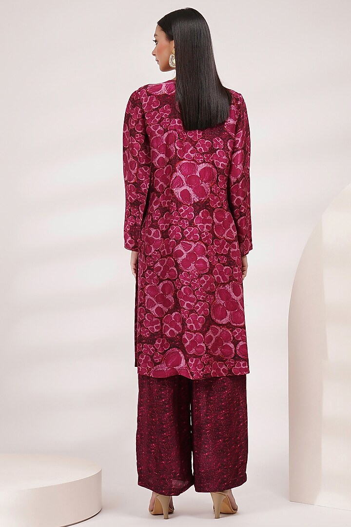 Purple-Pink Upada Silk Hand-Painted Embellished Kurta Set by Breathe By Aakanksha Singh at Pernia's Pop Up Shop