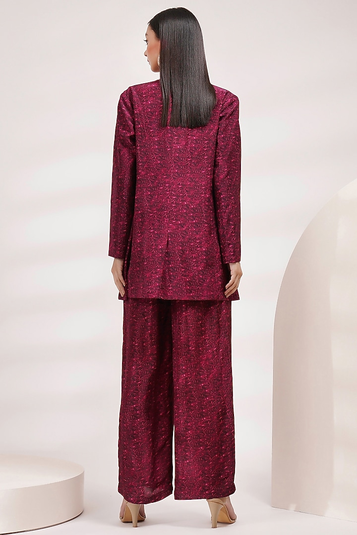 Purple-Pink Upada Silk & Cotton Voile Hand-Painted Jacket Set by Breathe By Aakanksha Singh at Pernia's Pop Up Shop