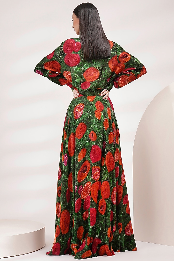 Multi-Colored Upada Silk & Cotton Voile Floral Printed Skirt Set by Breathe By Aakanksha Singh at Pernia's Pop Up Shop