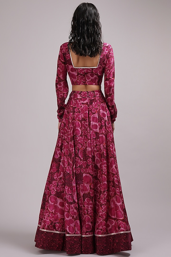 Purple-Pink Upada Silk Hand Painted Wedding Lehenga Set by Breathe By Aakanksha Singh at Pernia's Pop Up Shop