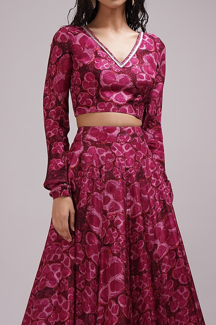 Purple-Pink Upada Silk Hand Painted Wedding Lehenga Set by Breathe By Aakanksha Singh at Pernia's Pop Up Shop