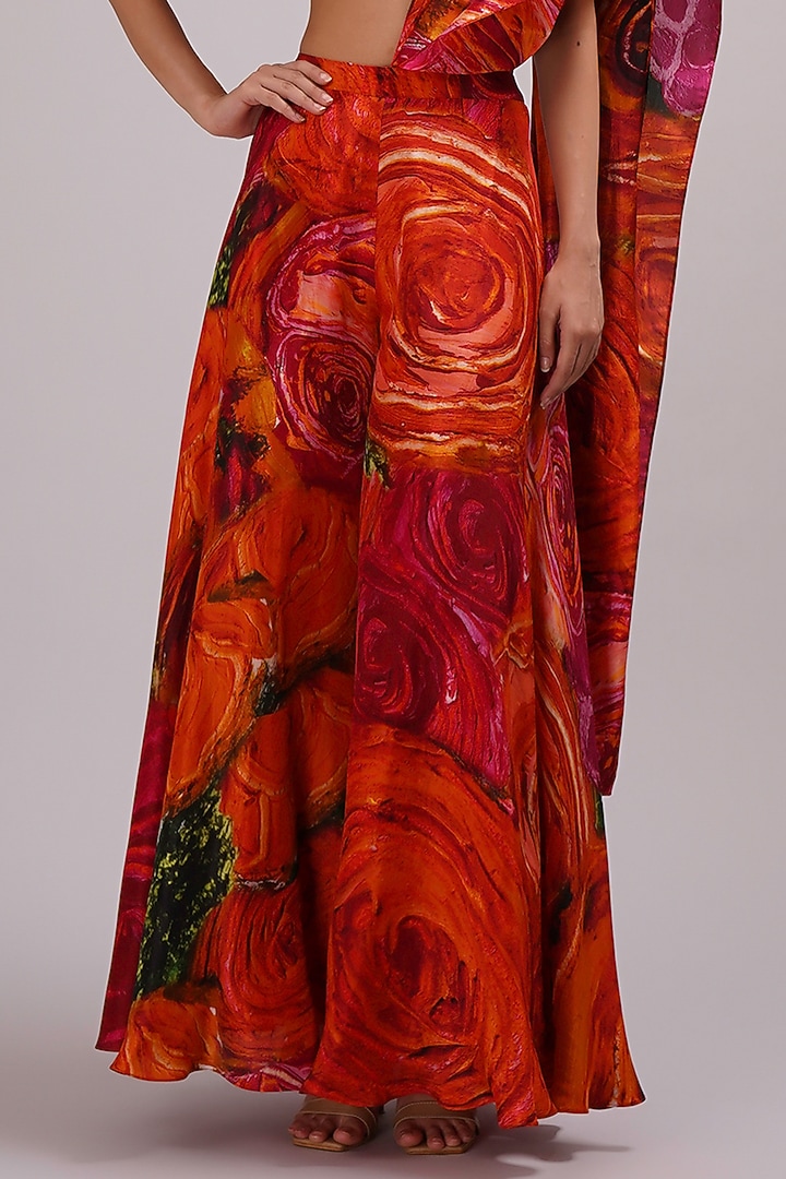 Multi-Colored Upada Silk Floral Printed Draped Wedding Saree Set by Breathe By Aakanksha Singh at Pernia's Pop Up Shop