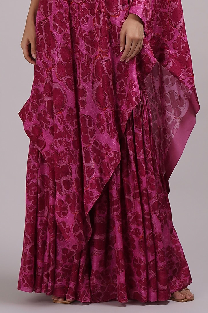 Purple & Pink Upada Silk Floral Printed Wedding Sharara Set by Breathe By Aakanksha Singh at Pernia's Pop Up Shop