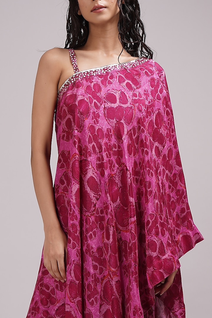 Purple & Pink Upada Silk Floral Printed Wedding Sharara Set by Breathe By Aakanksha Singh at Pernia's Pop Up Shop