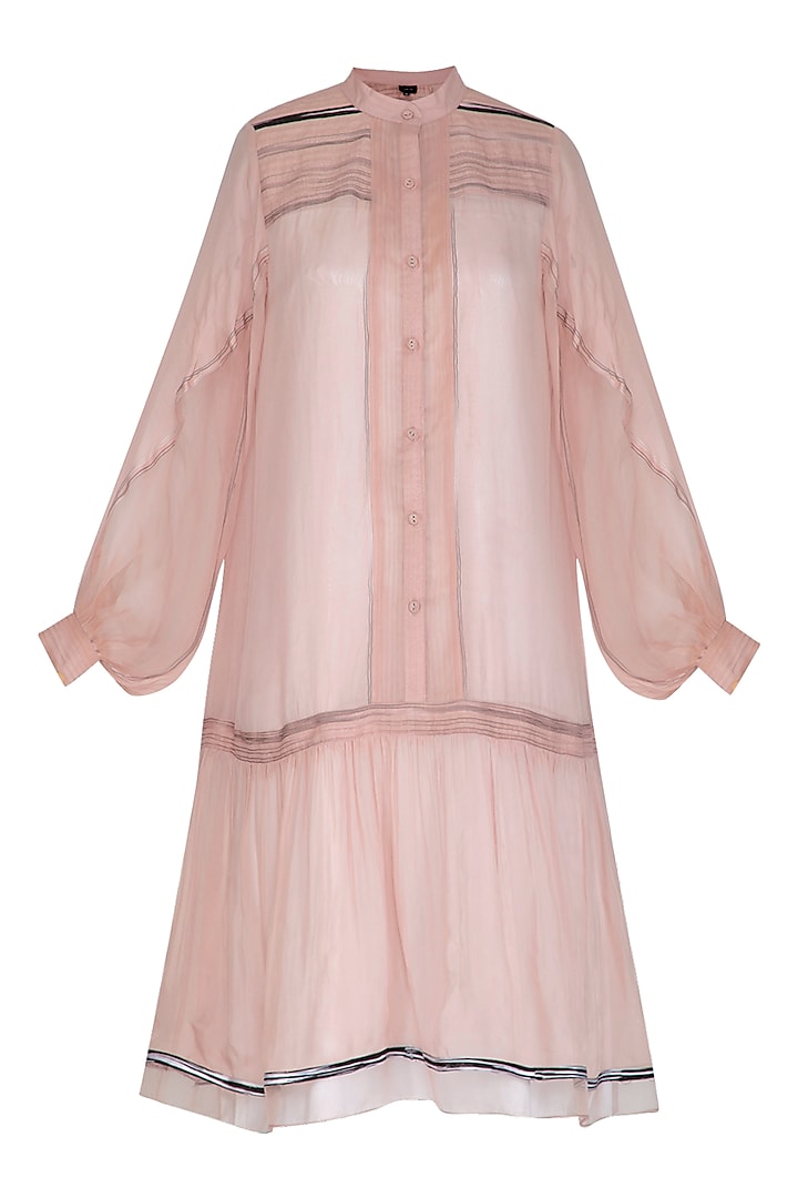 Icy Peach Embroidered Shirt Dress by Breathe By Aakanksha Singh