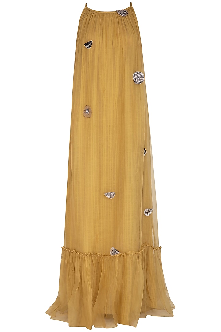 Yellow Embroidered Maxi Dress by Breathe By Aakanksha Singh