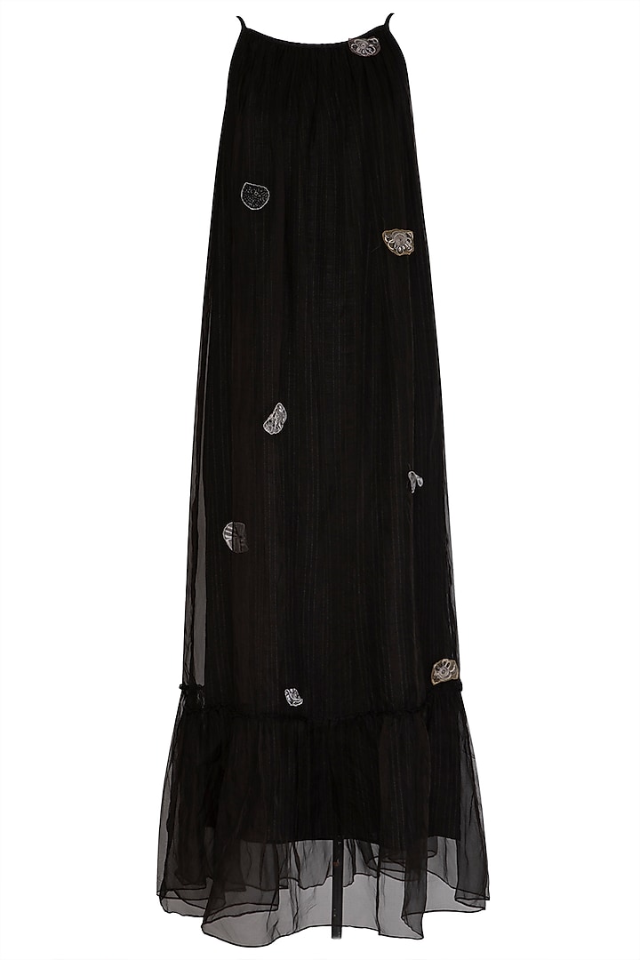 Black Embroidered Maxi Dress by Breathe By Aakanksha Singh at Pernia's Pop Up Shop