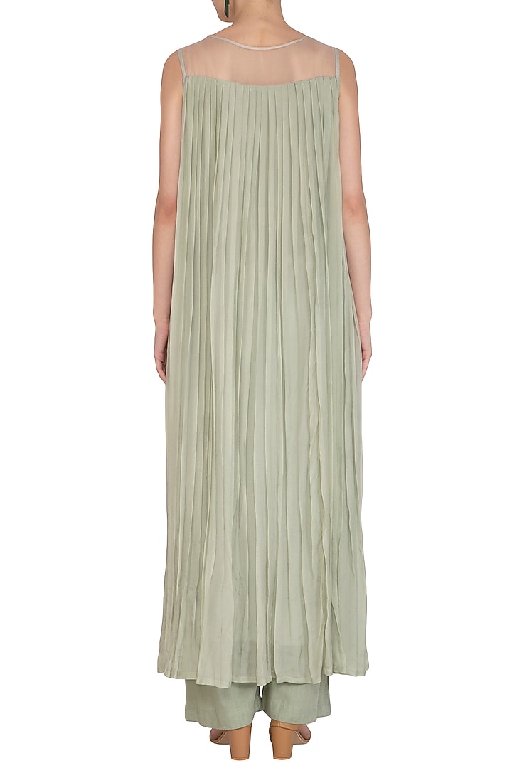 Rusty Green Embroidered Kurta With Palazzo Pants by Breathe By Aakanksha Singh at Pernia's Pop Up Shop