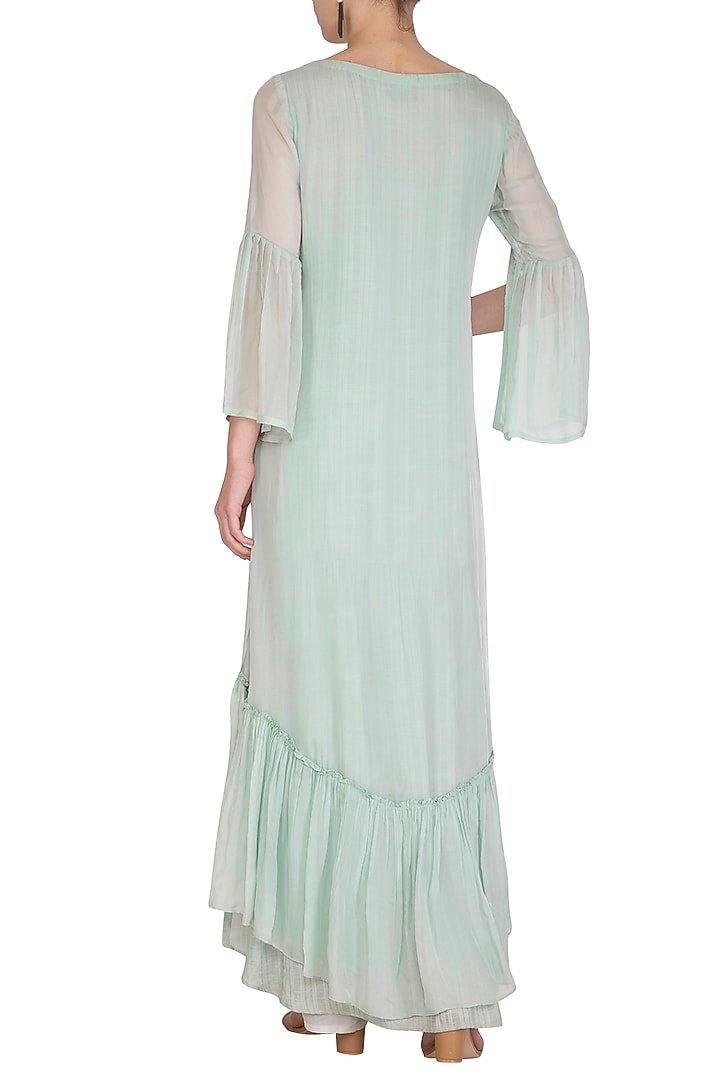 Aqua Blue Embroidered Kurta With Straight Pants by Breathe By Aakanksha Singh at Pernia's Pop Up Shop