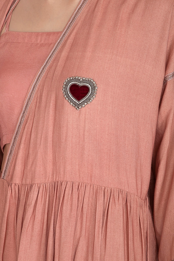 Copper Cotton Silk Thread Embroidered Shrug Jacket Set by Breathe By Aakanksha Singh at Pernia's Pop Up Shop