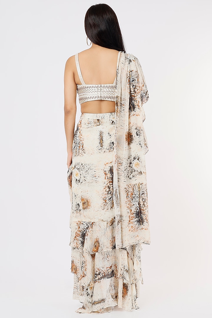 Off-White Embellished Wedding Saree Set by Breathe By Aakanksha Singh at Pernia's Pop Up Shop