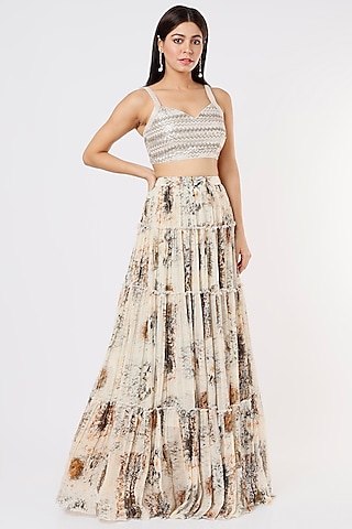 Off-White Embellished Lehenga Set by Breathe By Aakanksha Singh