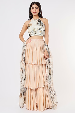 Soft Peach Embellished Lehenga Set by Breathe By Aakanksha Singh