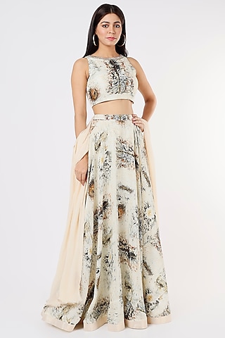 Off-White Embellished Lehenga Set by Breathe By Aakanksha Singh