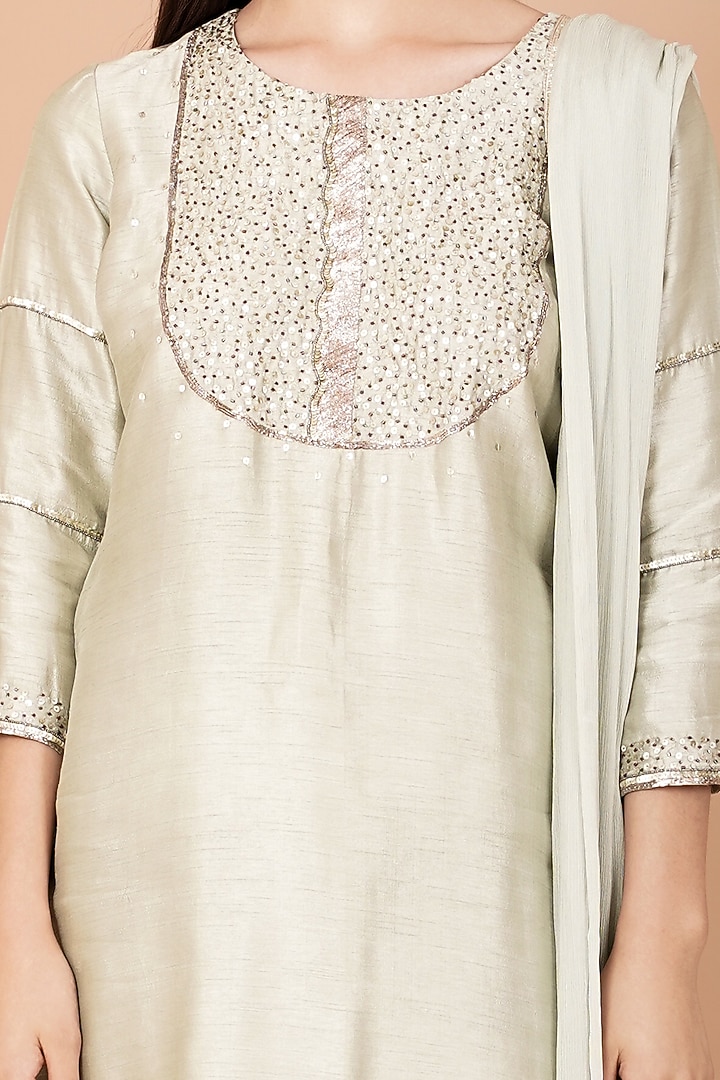 Sage Green Embroidered Kurta Set by Breathe By Aakanksha Singh at Pernia's Pop Up Shop