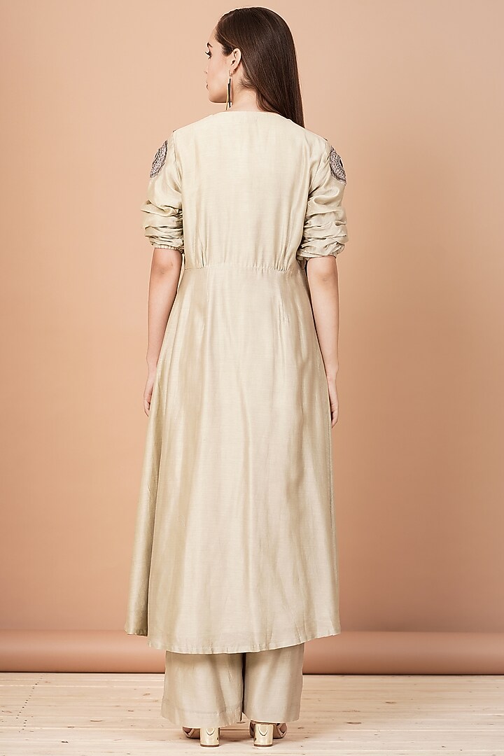 Sage Green Zardosi Embroidered Kurta Set by Breathe By Aakanksha Singh at Pernia's Pop Up Shop