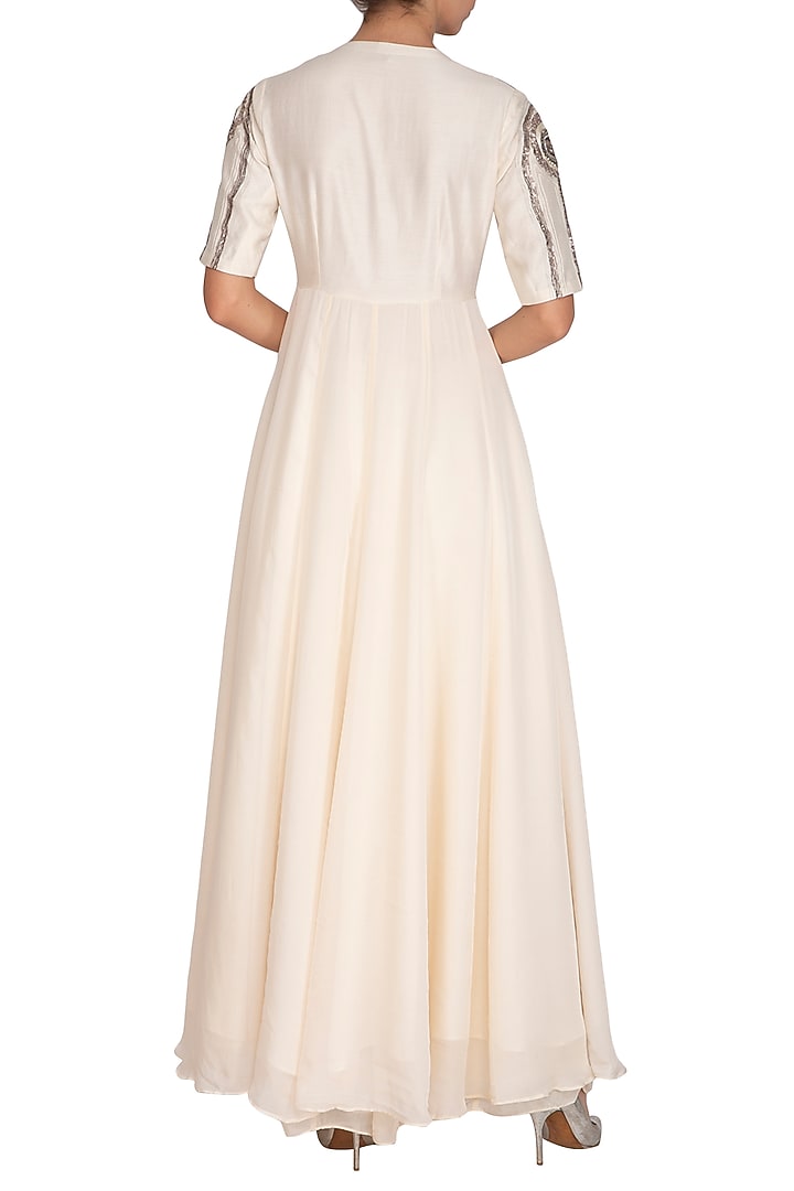 Off White Embroidered Wedding Anarkali Set by Breathe By Aakanksha Singh at Pernia's Pop Up Shop