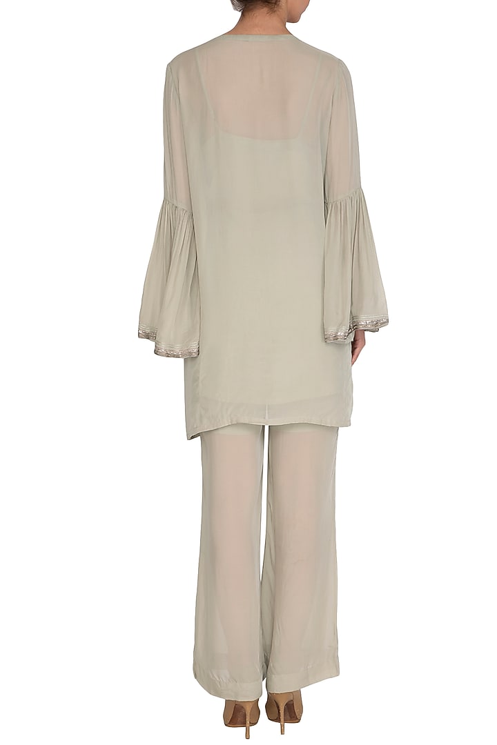 Sage Green Embellished Kurta With Pants by Breathe By Aakanksha Singh at Pernia's Pop Up Shop