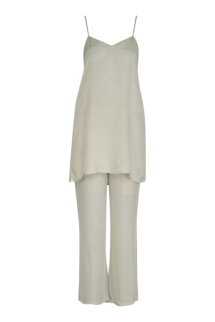 Sage Green Embellished Kurta With Pants by Breathe By Aakanksha Singh at Pernia's Pop Up Shop