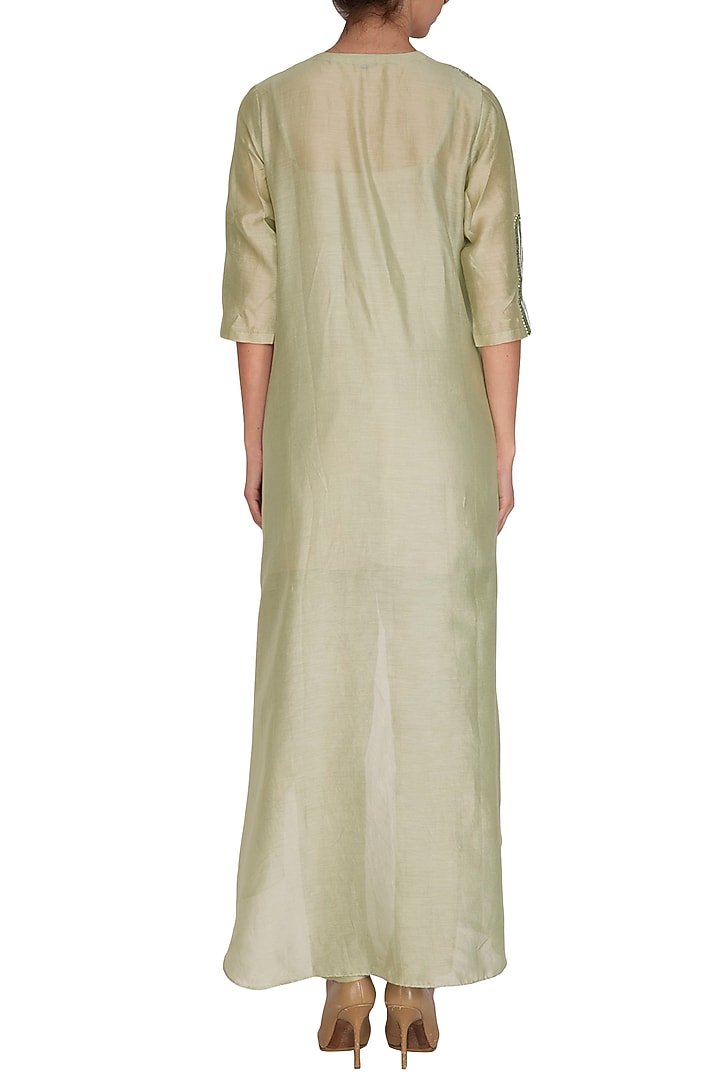 Sage Green Embroidered Tunic With Pants by Breathe By Aakanksha Singh at Pernia's Pop Up Shop
