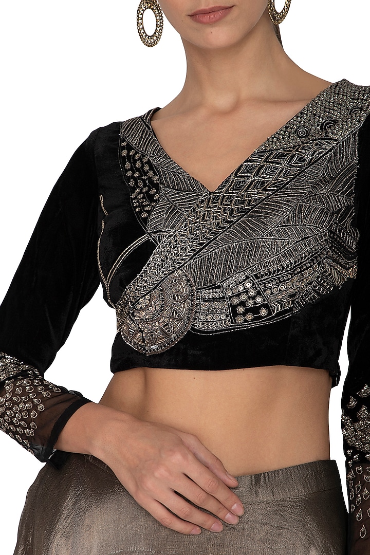 Black & Metallic Grey Embroidered Wedding Lehenga Set by Breathe By Aakanksha Singh at Pernia's Pop Up Shop
