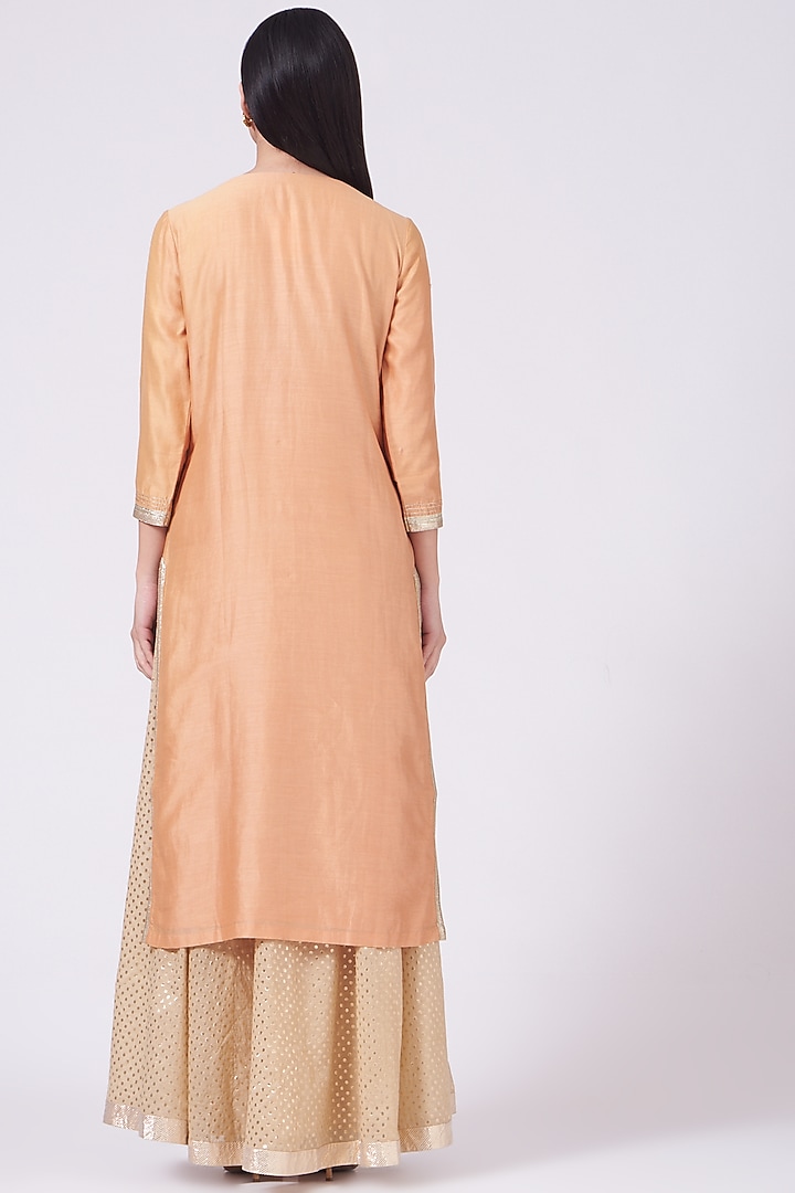 Peach Embroidered Kurta Set by Breathe By Aakanksha Singh at Pernia's Pop Up Shop
