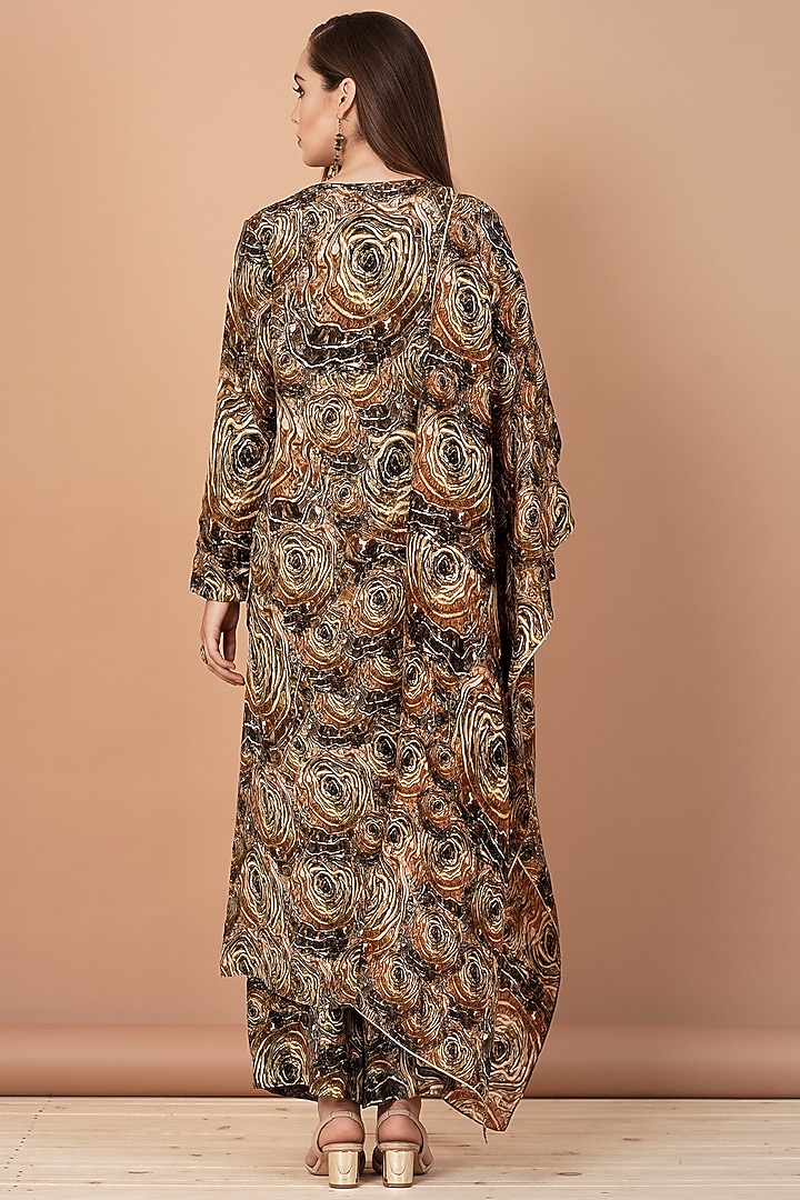 Brown Hand Painted Kurta Set by Breathe By Aakanksha Singh at Pernia's Pop Up Shop