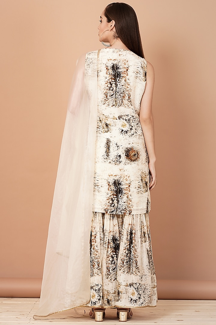 Off White Hand Painted Party Wear Sharara Set by Breathe By Aakanksha Singh at Pernia's Pop Up Shop