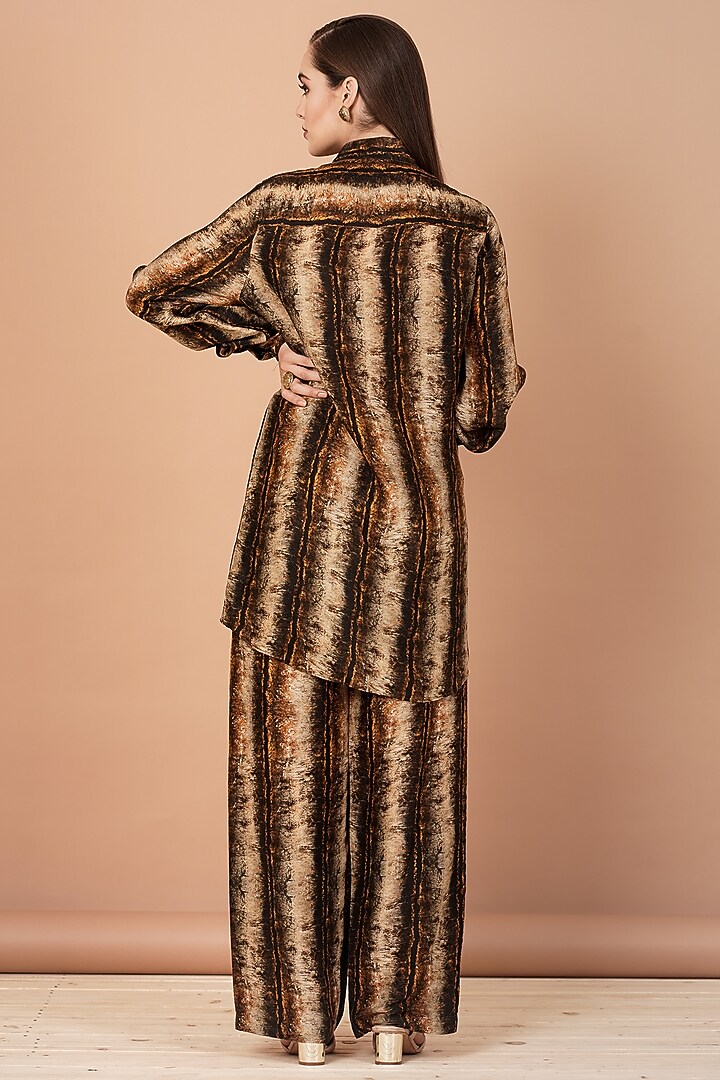 Brown Hand Painted Pant Set by Breathe By Aakanksha Singh at Pernia's Pop Up Shop