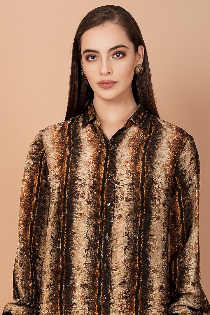 Brown Hand Painted Pant Set by Breathe By Aakanksha Singh at Pernia's Pop Up Shop