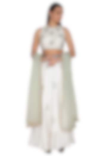 White Embroidered Wedding Lehenga Set by Breathe By Aakanksha Singh at Pernia's Pop Up Shop