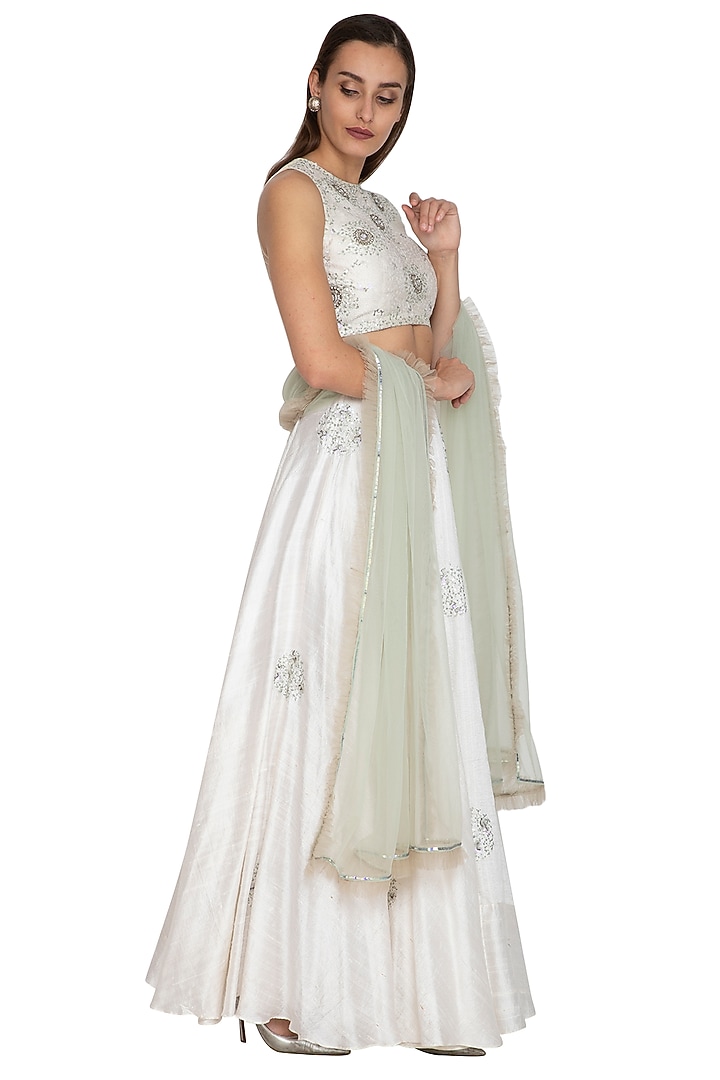 White Embroidered Wedding Lehenga Set by Breathe By Aakanksha Singh at Pernia's Pop Up Shop