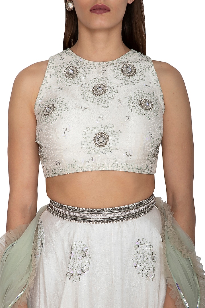 White Embroidered Wedding Lehenga Set by Breathe By Aakanksha Singh at Pernia's Pop Up Shop