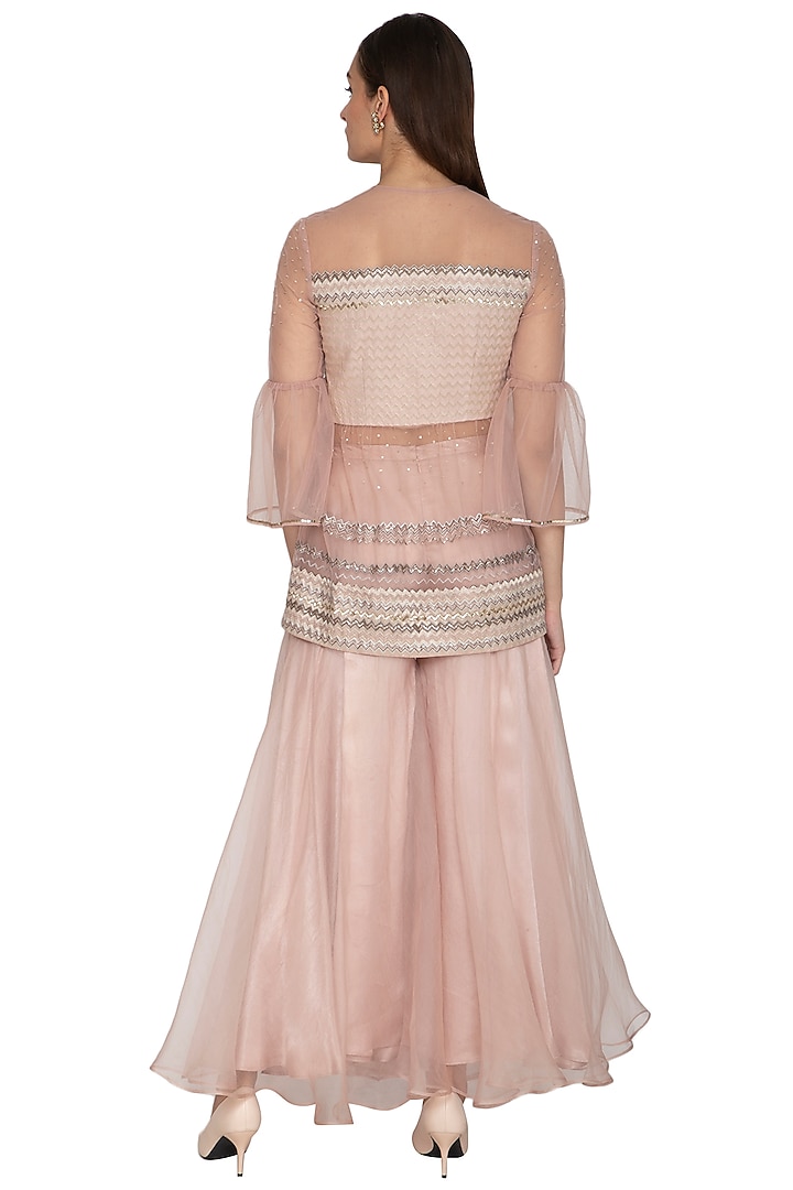 Blush Pink Embroidered Kurta With Pants by Breathe By Aakanksha Singh at Pernia's Pop Up Shop