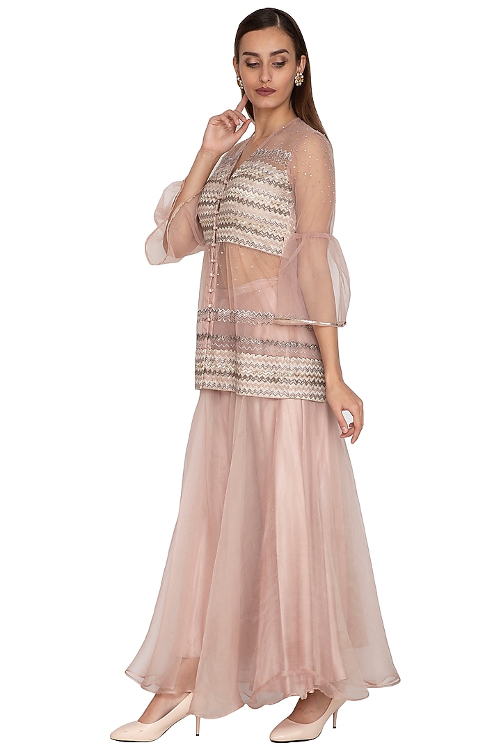 Blush Pink Embroidered Kurta With Pants by Breathe By Aakanksha Singh at Pernia's Pop Up Shop