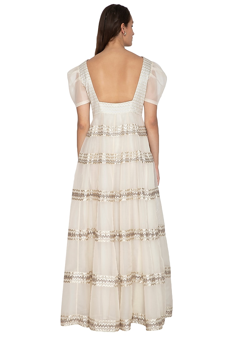 White Embroidered Wedding Anarkali Gown by Breathe By Aakanksha Singh at Pernia's Pop Up Shop