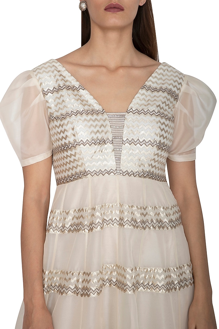 White Embroidered Wedding Anarkali Gown by Breathe By Aakanksha Singh at Pernia's Pop Up Shop