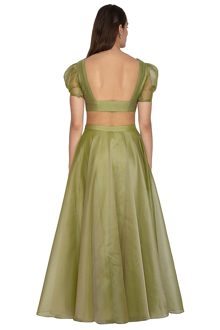 Olive Green Embroidered Wedding Lehenga Set by Breathe By Aakanksha Singh at Pernia's Pop Up Shop