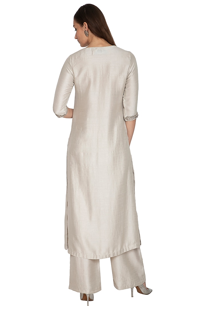 Silver Embroidered Kurta With Pants by Breathe By Aakanksha Singh at Pernia's Pop Up Shop