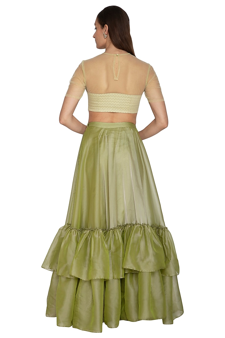 Olive Green Embroidered Wedding Lehenga Set by Breathe By Aakanksha Singh at Pernia's Pop Up Shop