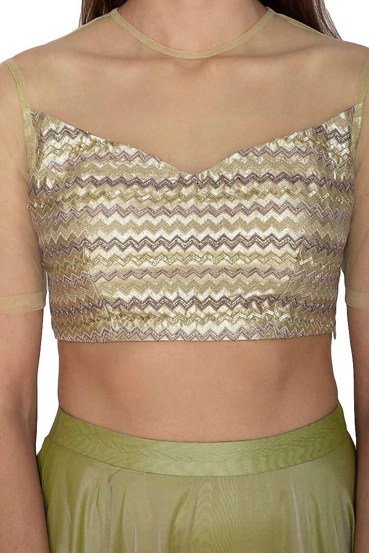 Olive Green Embroidered Wedding Lehenga Set by Breathe By Aakanksha Singh at Pernia's Pop Up Shop