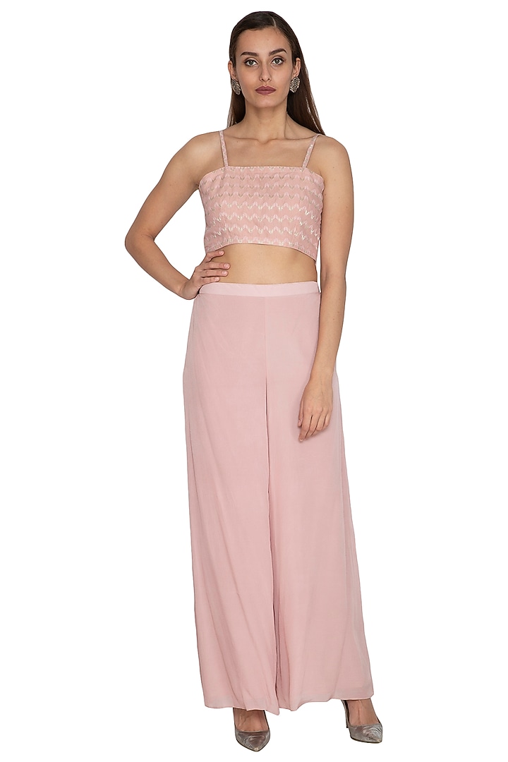 Blush Pink Embroidered Wedding Anarkali Set by Breathe By Aakanksha Singh at Pernia's Pop Up Shop